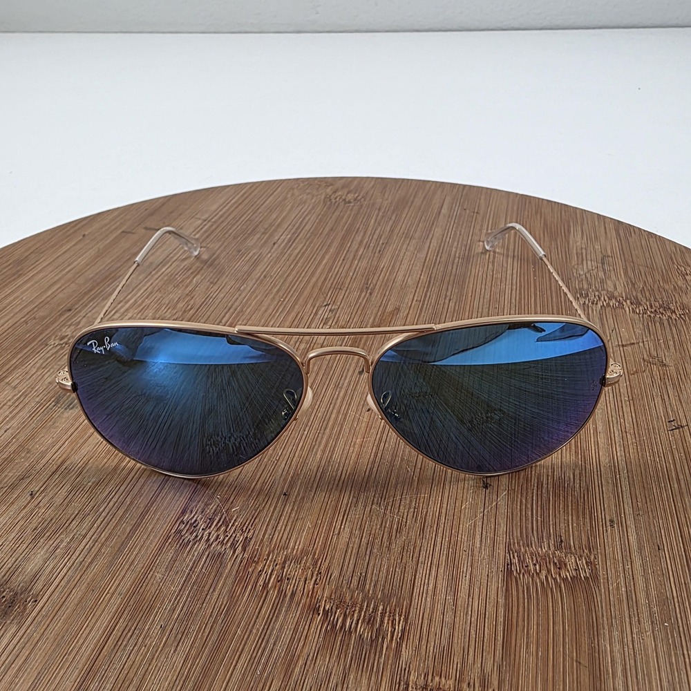 Ray-Ban RB3025 Aviator Metal Sunglasses Mens 58-14 Blue Mirrored Italy 112/17